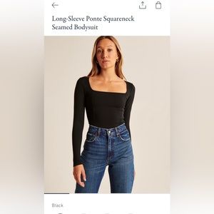 Abercrombie and Fitch long-sleeve pints squareneck black bodysuit